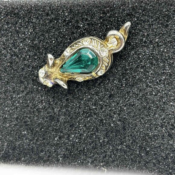 Vintage Pin Brooch - Mouse, Emerald with diamonds - 3cm long - Picture 1 of 3